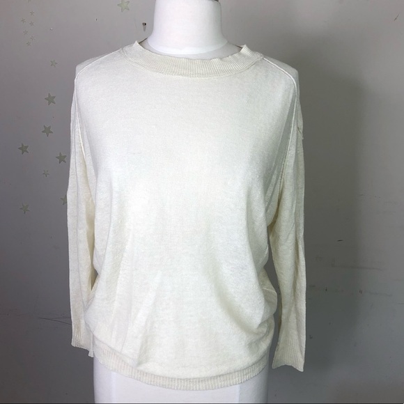 INHABIT cream linen crew neck light weight sweater - Picture 9 of 15